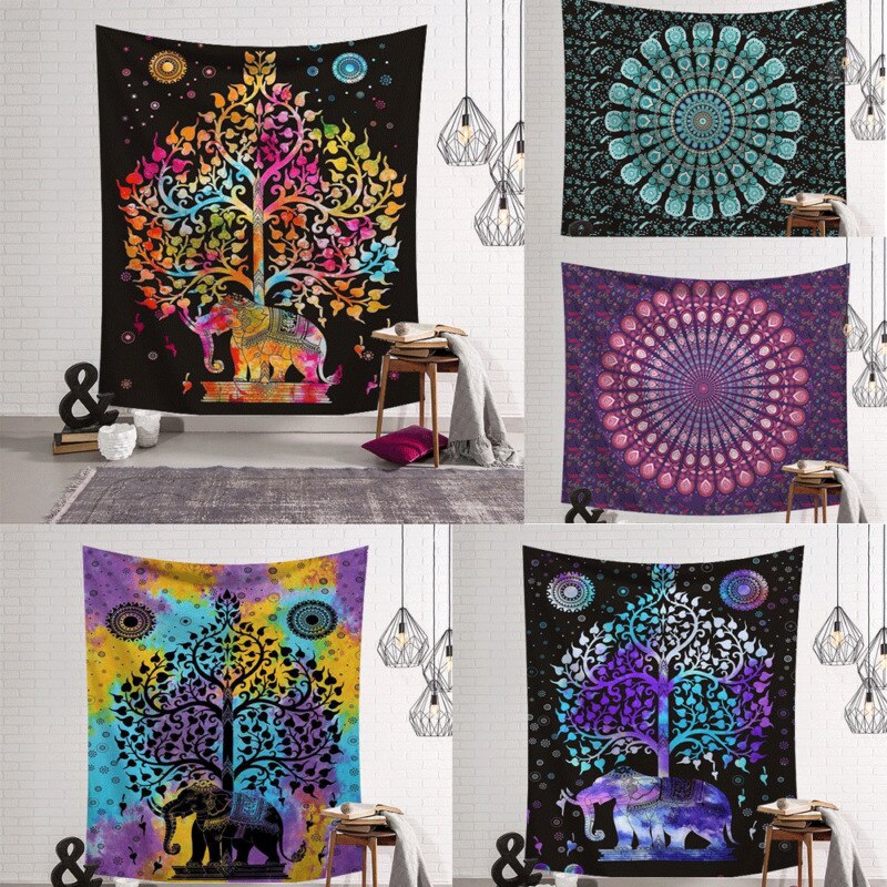 Tapestry Hippie Sprei Muur Opknoping Strandlaken Indiase Yoga Mat Decor Twin