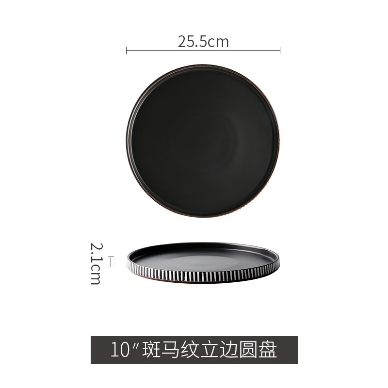 Vaisselle de table ménage manger le riz | Porcelaine couleur belle céramique les plats vaisselle ménage manger le riz bol oreilles doubles assiette à soupe, Long plat carré: 10 Zebra edge plate