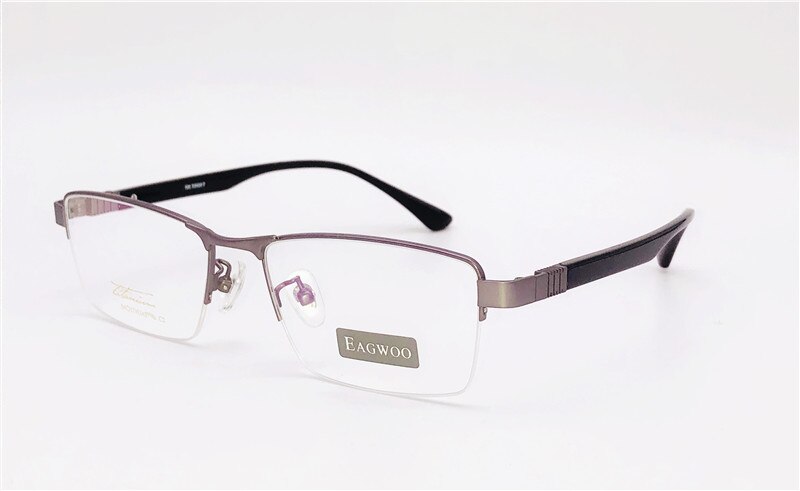 Pure Titanium Eyeglasses Half Rim Optical Frame Prescription Spectacle Men Business Glasses For Men Super Light Flexible Glasses: Gray