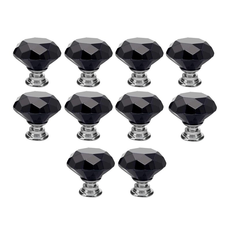 Zwart 10 Stuks 30Mm Crystal Glass Kast Knoppen Diamant Vorm Lade Keukenkasten Dresser Kast Kledingkast Pulls Handles: Default Title