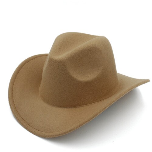 100%  uld vinter efterår børn følte western cowboy hat til pige dreng cowgirl cap jazz hat sol hat toca sombrero cap 12: Khaki