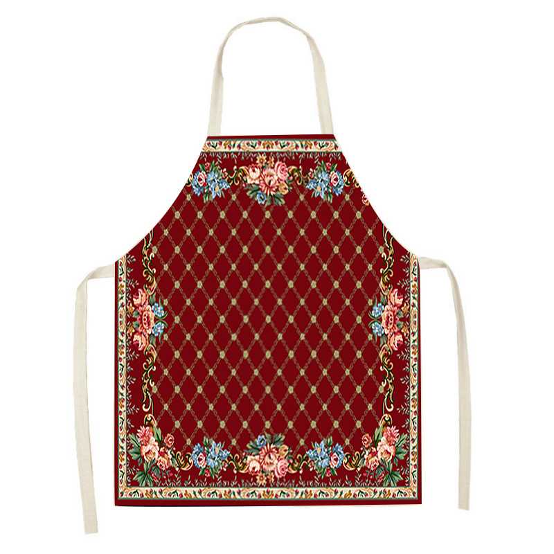 Geometric Apron for Kitchen Mandala Twisted Pattern Linen Soft Adults Children Bib Apron Cooking Tool Aprons Apron for Men: 04 / 68x55cm Adult Size