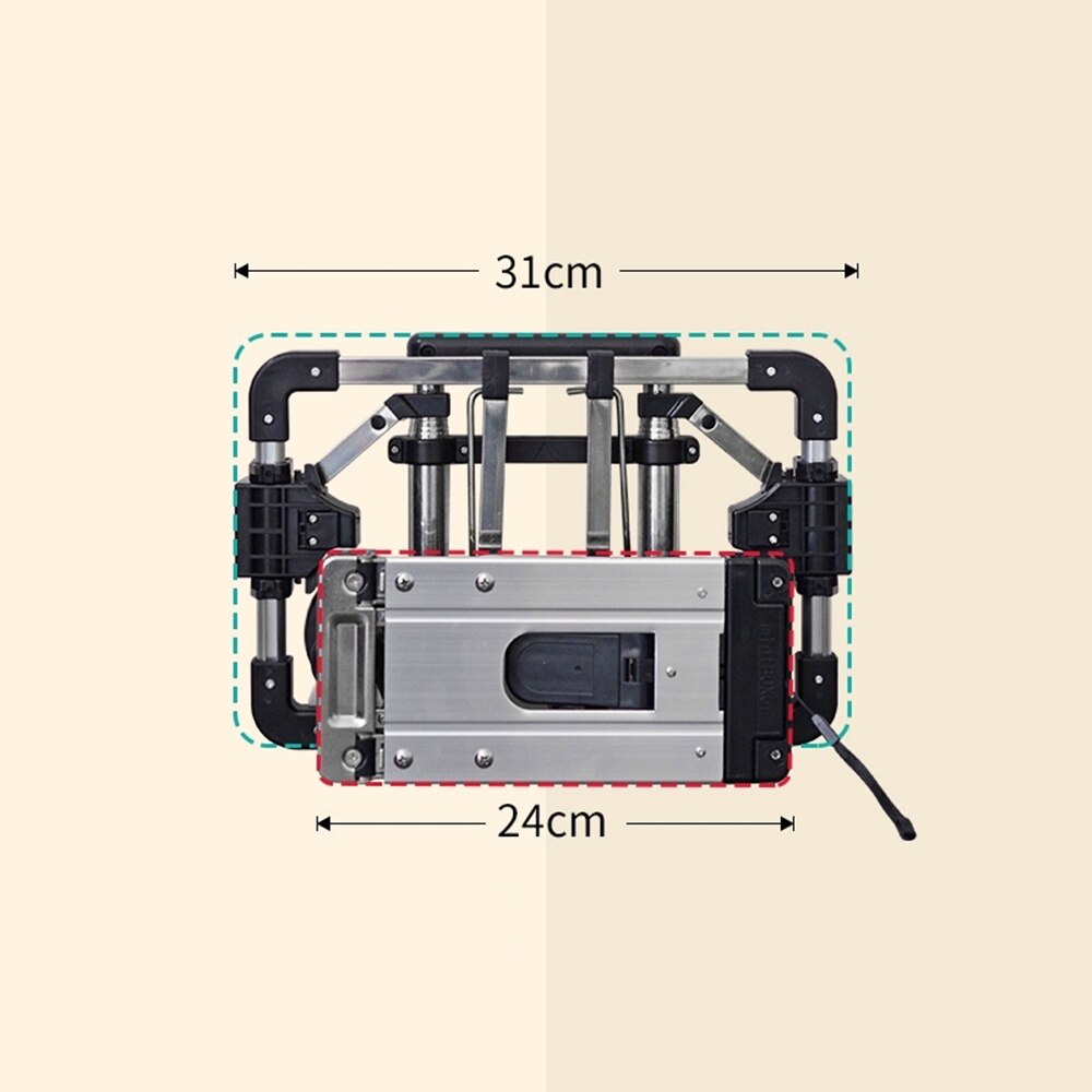 B-LIFE Stainless Steel Hand Truck Garden Carts Folding Wheels Solid Construction Adjustable Handle for Shopping Moving Cart Bag