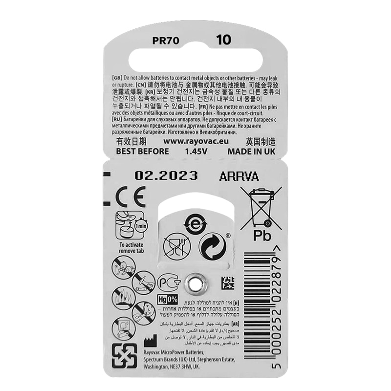 60P Gehoorapparaat Batterij A312 A10 A13 A675 Gehoorapparaat Batterijen 312 13 Size 10 675 Zink-lucht Batterij voor Gehoorapparaat Langdurige