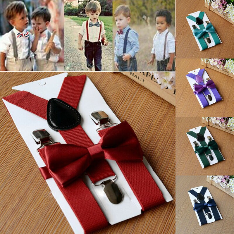 Juego de tirantes y pajarita juego de niños ajustable niños niño boda