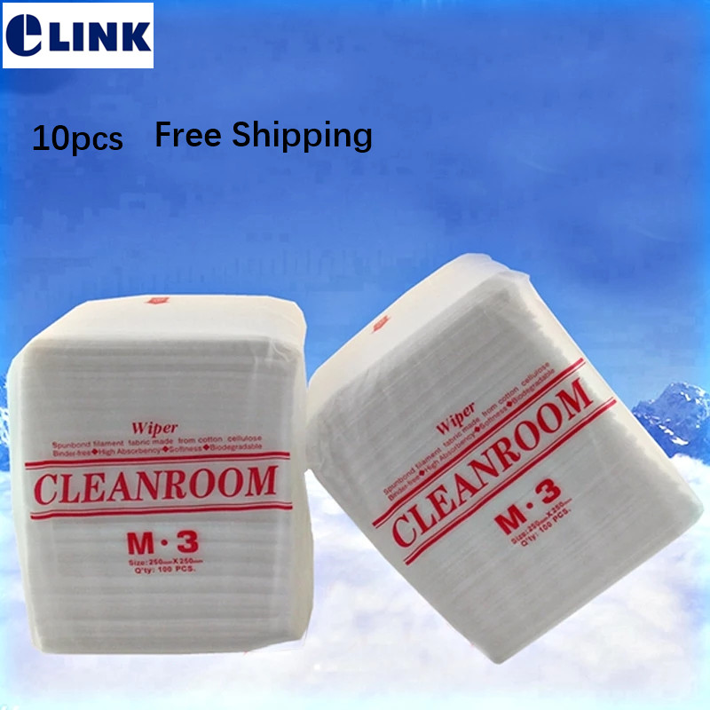 10 zakken M-3 stofvrij doekjes voor glasvezel connector cleanroomwisdoek M3 fiber reiniging papier cleaner 100 stks/zak