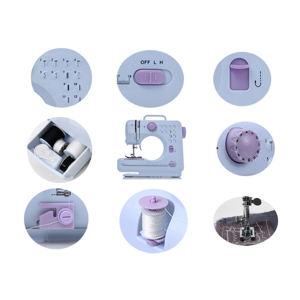 Portable Sewing Machine Mini Electric Household Crafting Mending Overlock 12 Stitches With Presser Foot Pedal Beginners оверлок