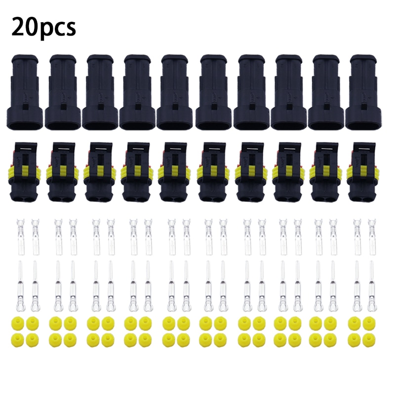 ! 10 Kit 20Pcs 2 Pin Way Waterdichte Elektrische Draad Connector Plug