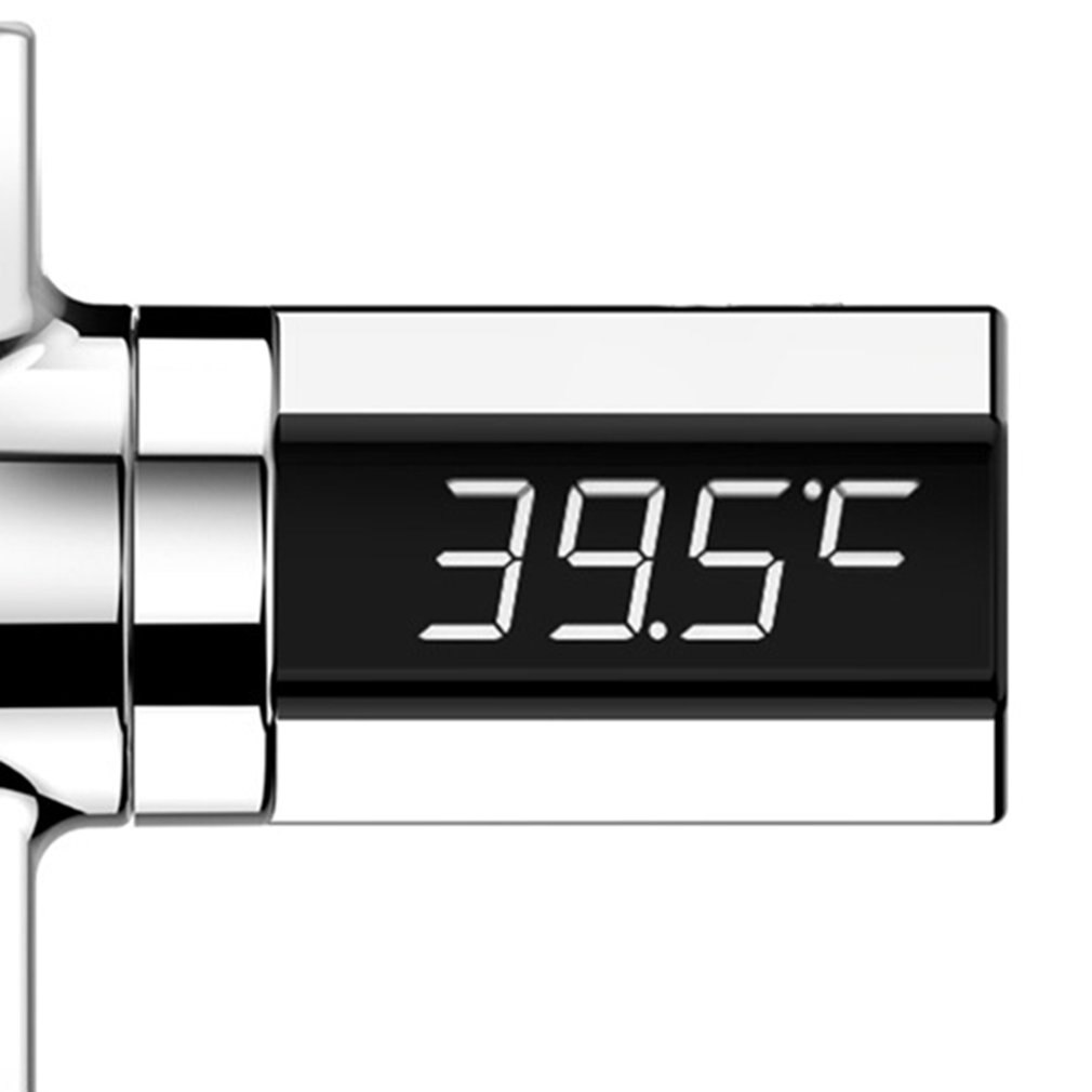 Monitor de temperatura del agua con pantalla LED Celsius, termómetro de ducha eléctrica, flujo de rotación de 360 grados, autogenerador