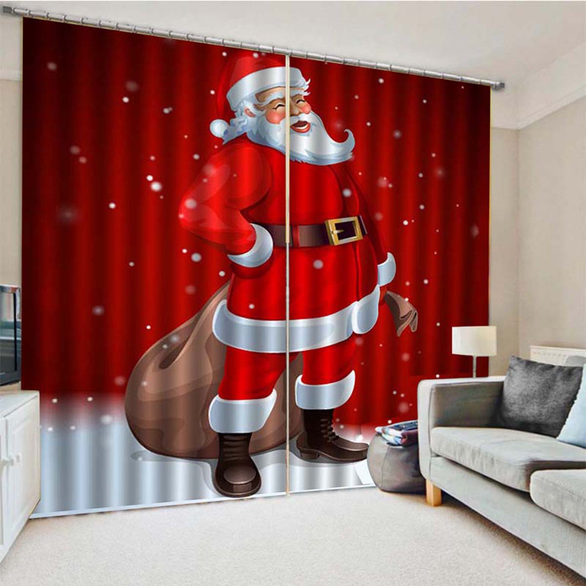 2 stk juletæppe vindue stue gardiner dørtæppe julemanden gardin gardin hængende dekoration boligindretning: Type 5