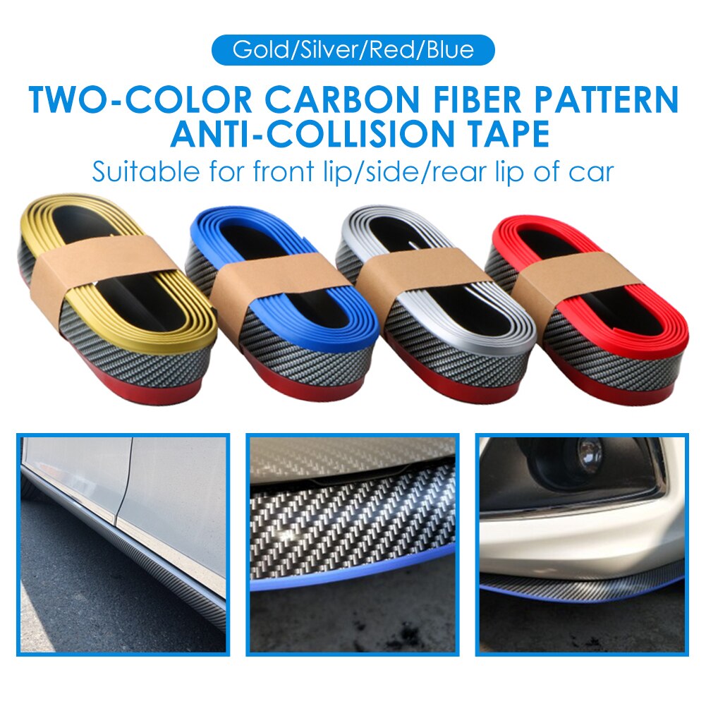 2.5m Universal 3D Rubber Car Auto Front Bumper Lip Protector Carbon Fiber Look Body Kit for Car Safety Protection Accessaries