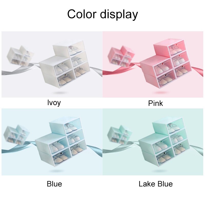 Clear Plastic Shoe Boxes Stackable Floding DIY Shoe Drawers Storage Container Organizers