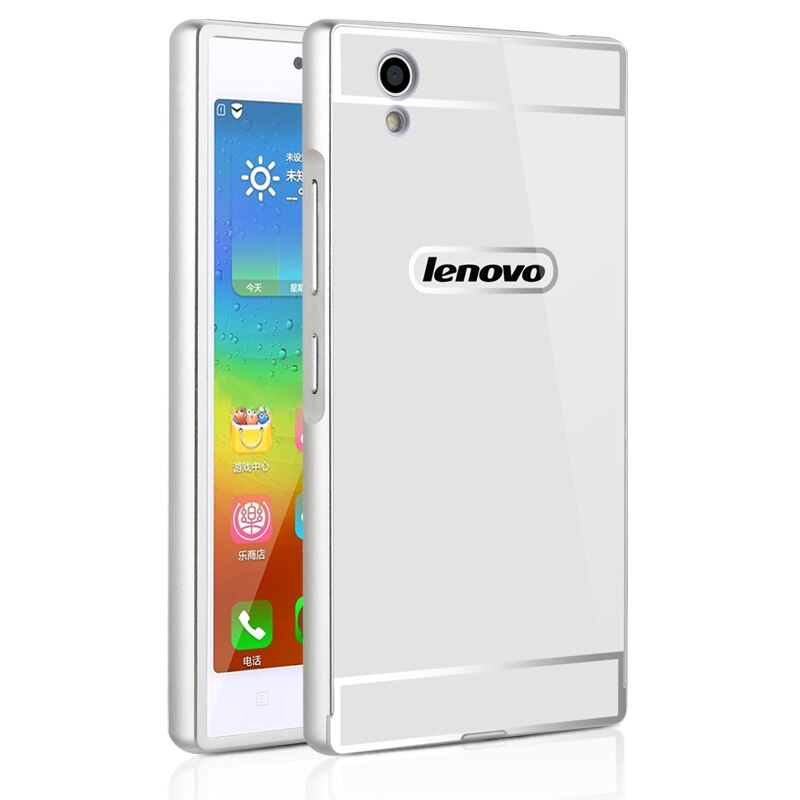 For Lenovo P70 Case Luxury Mirror Cover Metal Aluminum Bumper Frame Case For Lenovo P70 Case P70-T Gold Plated PC Back Cover 5.0: only case / Silver