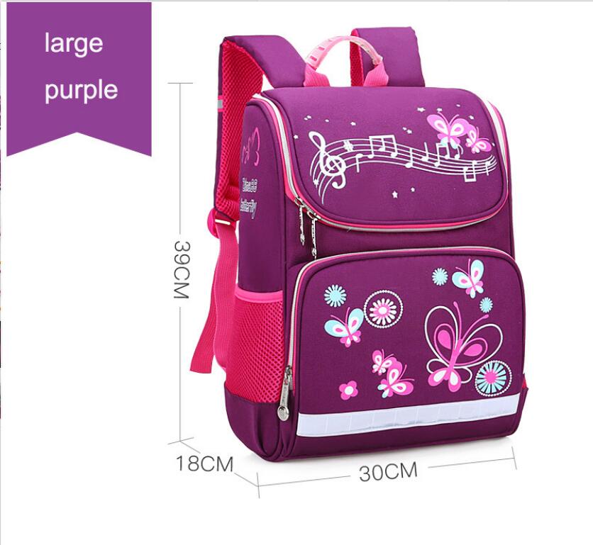 1-5 Grade enfants sacs d'école enfants sac à dos école pour garçons filles école sac à dos enfant étanche grand papillon sac à dos enfants: Purple big