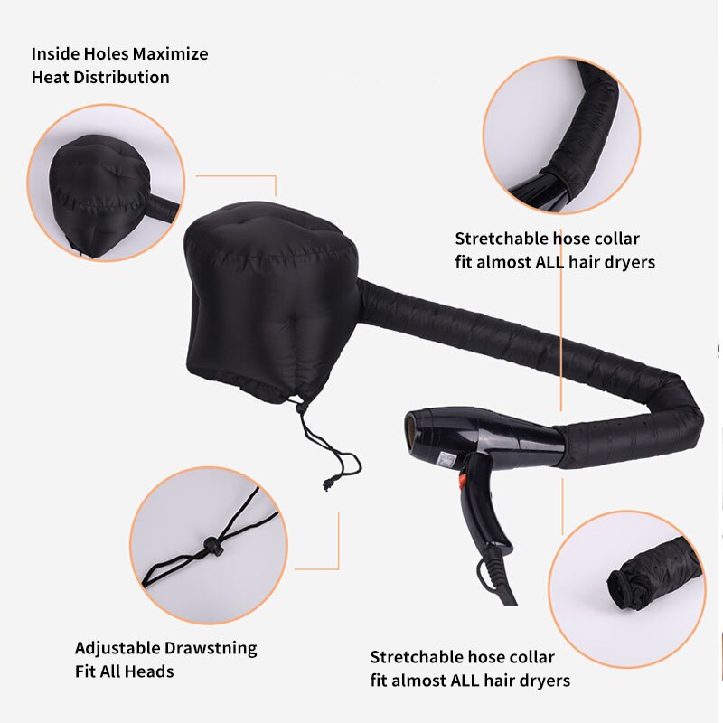 Portable Soft Hair Drying Cap Bonnet Hood Hat Womens Blow Dryer Home hairdressing Salon Supply Adjustable Accessory Dry hair cap
