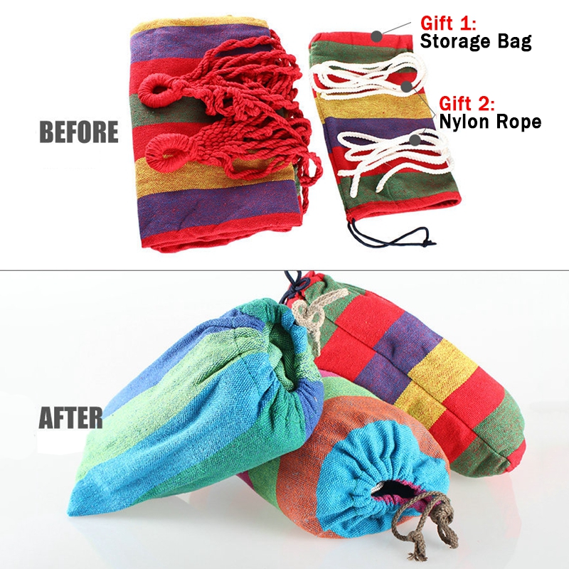 Hamaca a rayas para exteriores, hamaca portátil para jardín, columpio de viaje para acampar, cama colgante de lona, columpio antivuelco para Picnic, ocio, bosque