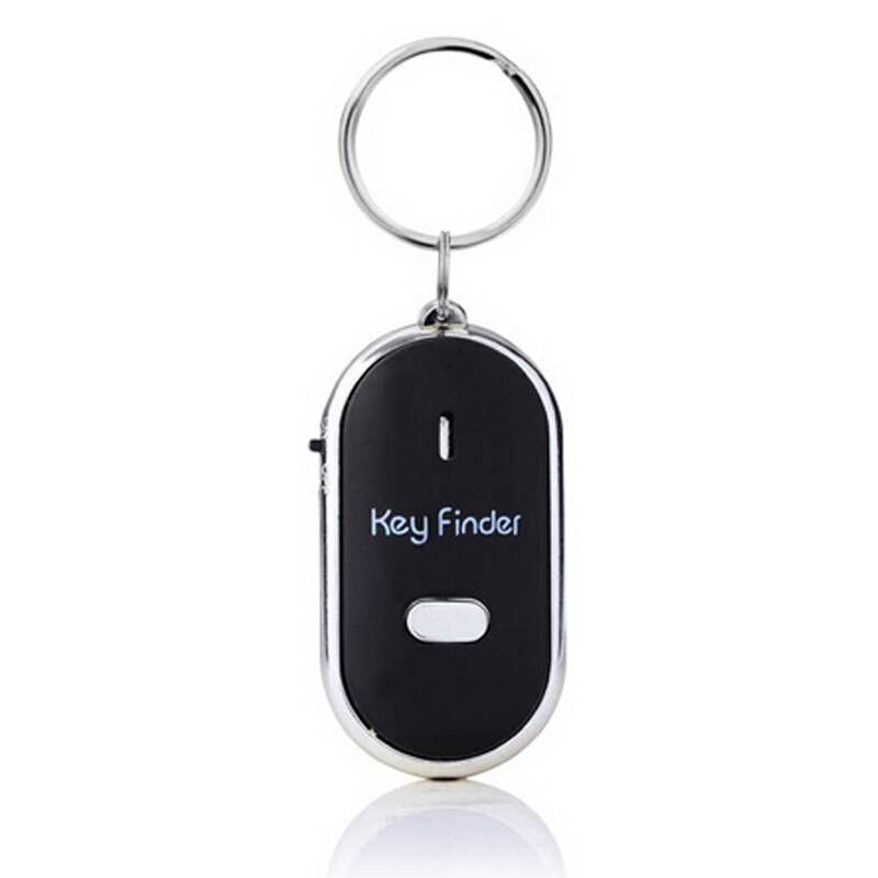 Draagbare Mini Draadloze Controle Anti-Lost Key Finder Locator Sleutelhanger Fluitjes Geluid Met Led Light Alarm Herinnering: Black