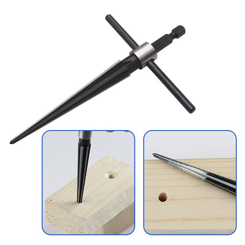 Taper Hole Reamer 6 Flutes With T-handle for Wood Board Sinkholes Chamfers Inverted Taper Hardware Tools