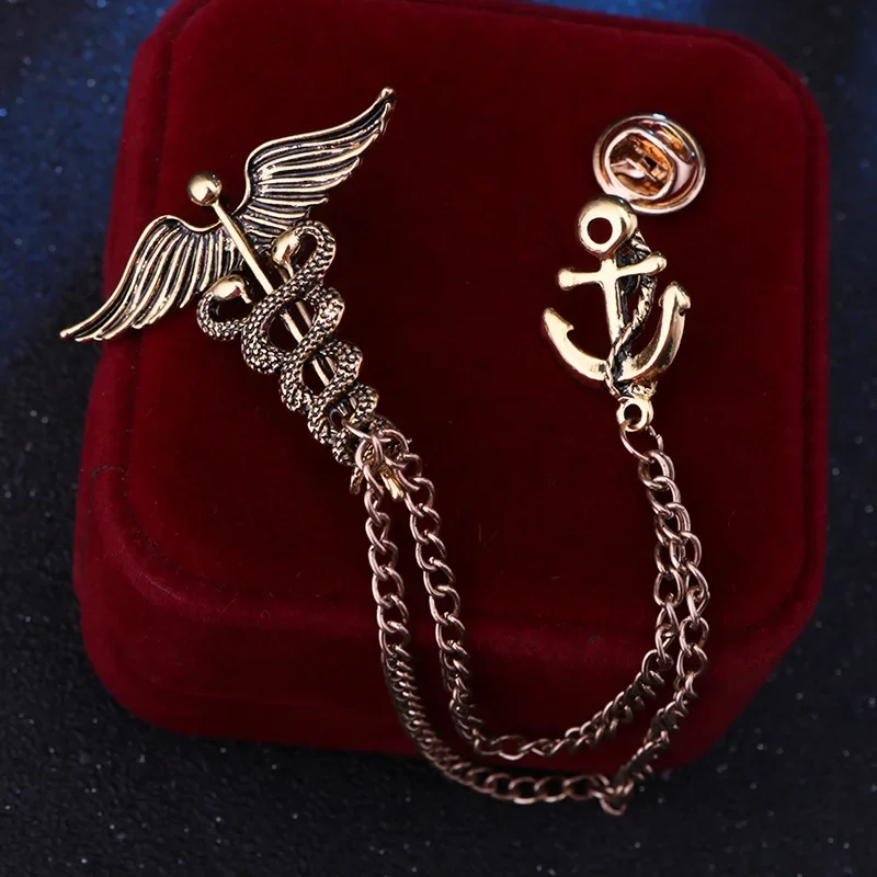 Ich-Remiel retro Engel FlüGel männer Abzeichen Brosche Stift Schlange Broschen Revers Medaille Frauen Hemd Kragen Kleidung & zubehör: Blau