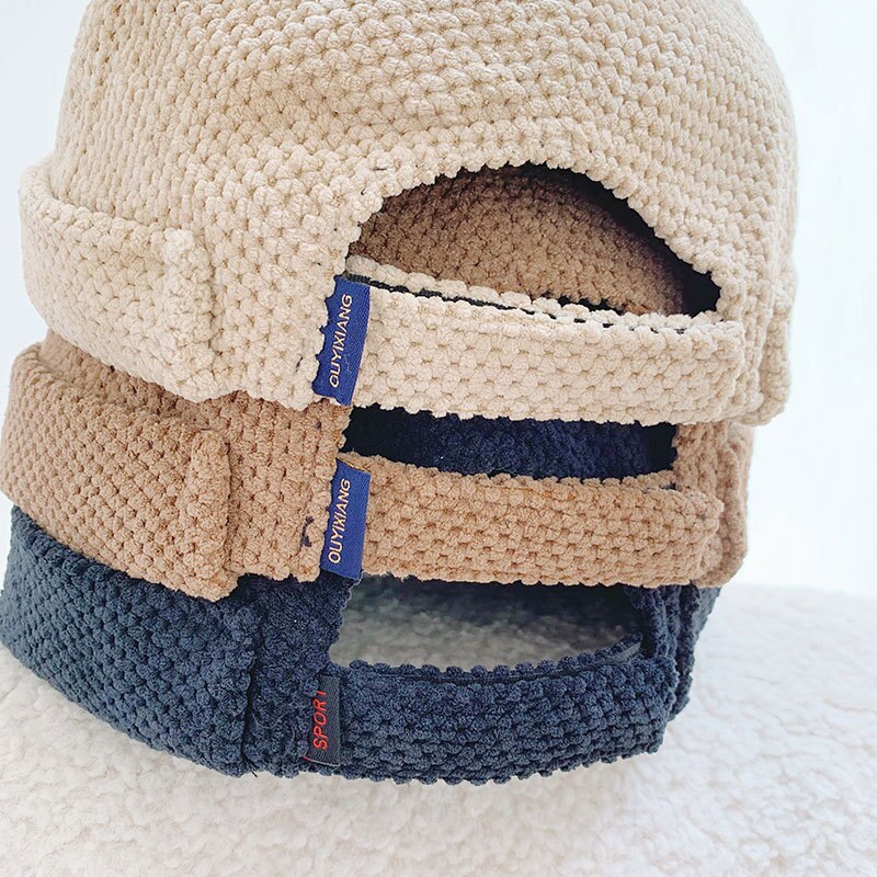 Chapeau homme sans bride Skullcap propriétaire chapeau homme couleur unie Hip-hop chapeau Rogue chapeau automne et hiver marin Yapi chapeau