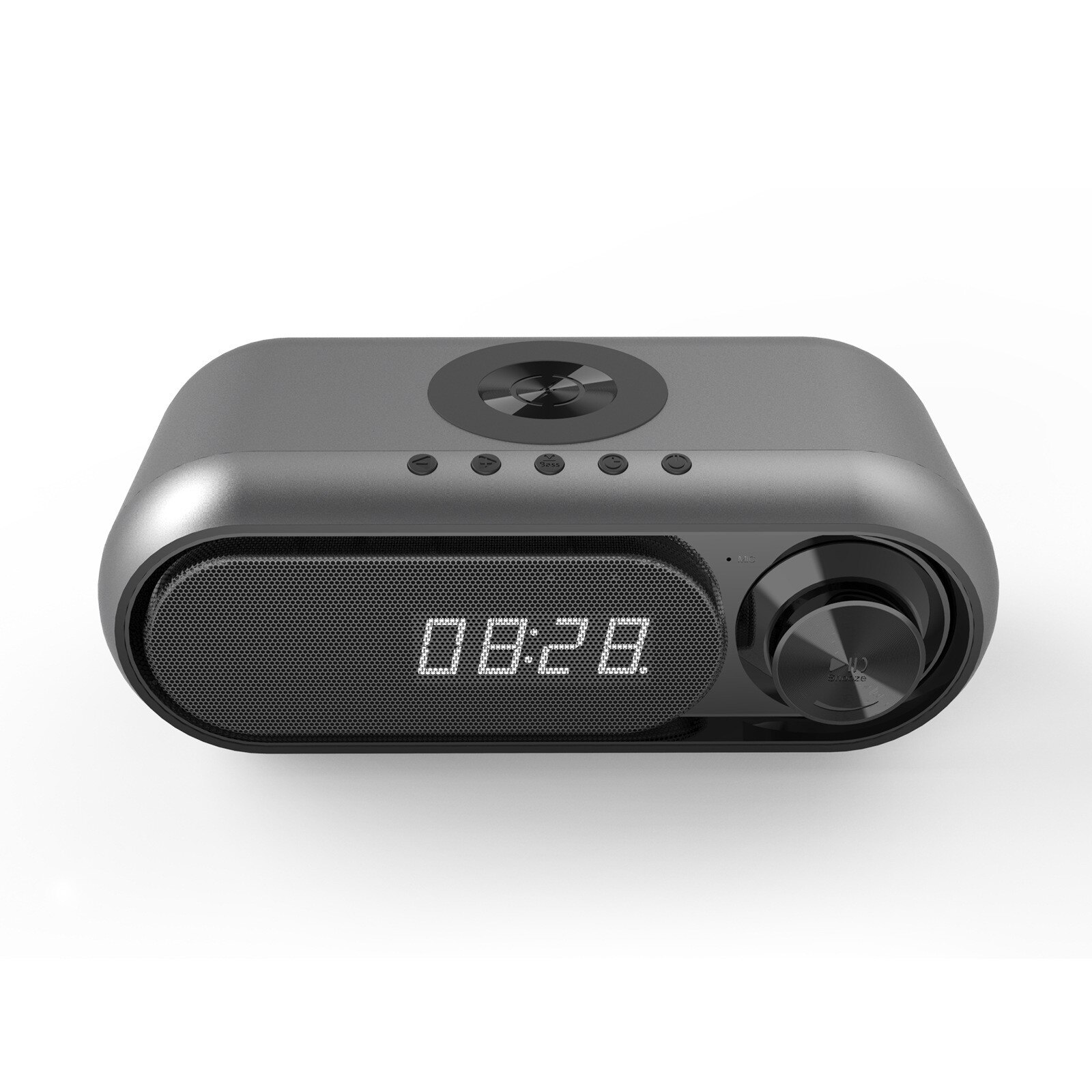 Draadloze Bluetooth Speaker Opladen Led Klok Alarm Fm Radio Tf Card Speaker Met Draadloze Oplader