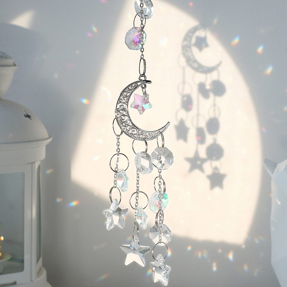 Silver Suncatcher Hanging Crystal Prism Light Catcher Window Sun Catcher Rainbow Maker Prisma Garden Decoration Wedding: Rose