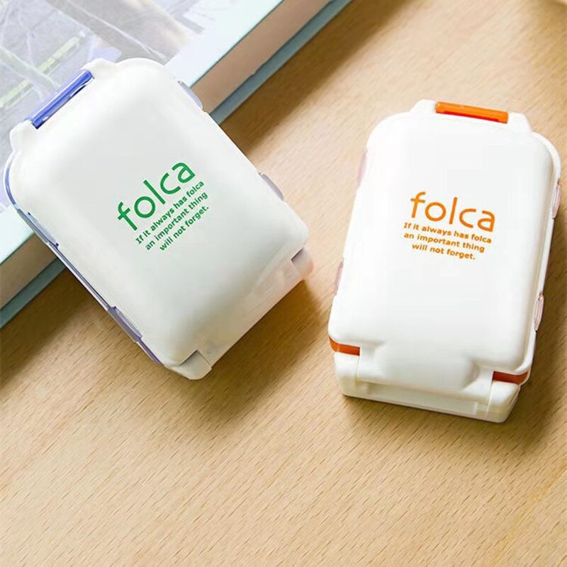 One Week Travel 8 Compartments Small Pill Box Divided Into Compartment Single Cover Portable Pill Box Tablet Capsule Storage Box