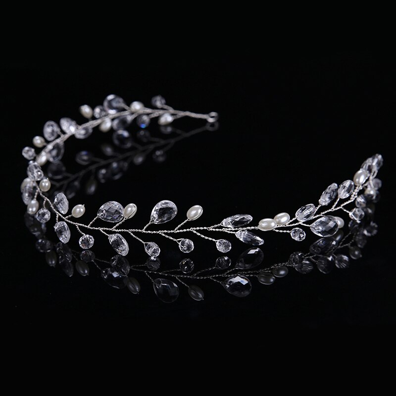 Winomo Strass-Haarband – Silberfarbene Tiara, 41 Cm, Mit Strasssteinen, Für Hochzeit & Partys