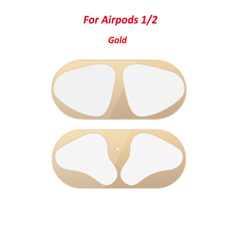 Para los airpods de Apple Pro 1 2 polvo de metal guardia etiqueta escudo film a prueba de polvo para airpod auriculares accesorios tierra de protección: airpod 1 2 gold