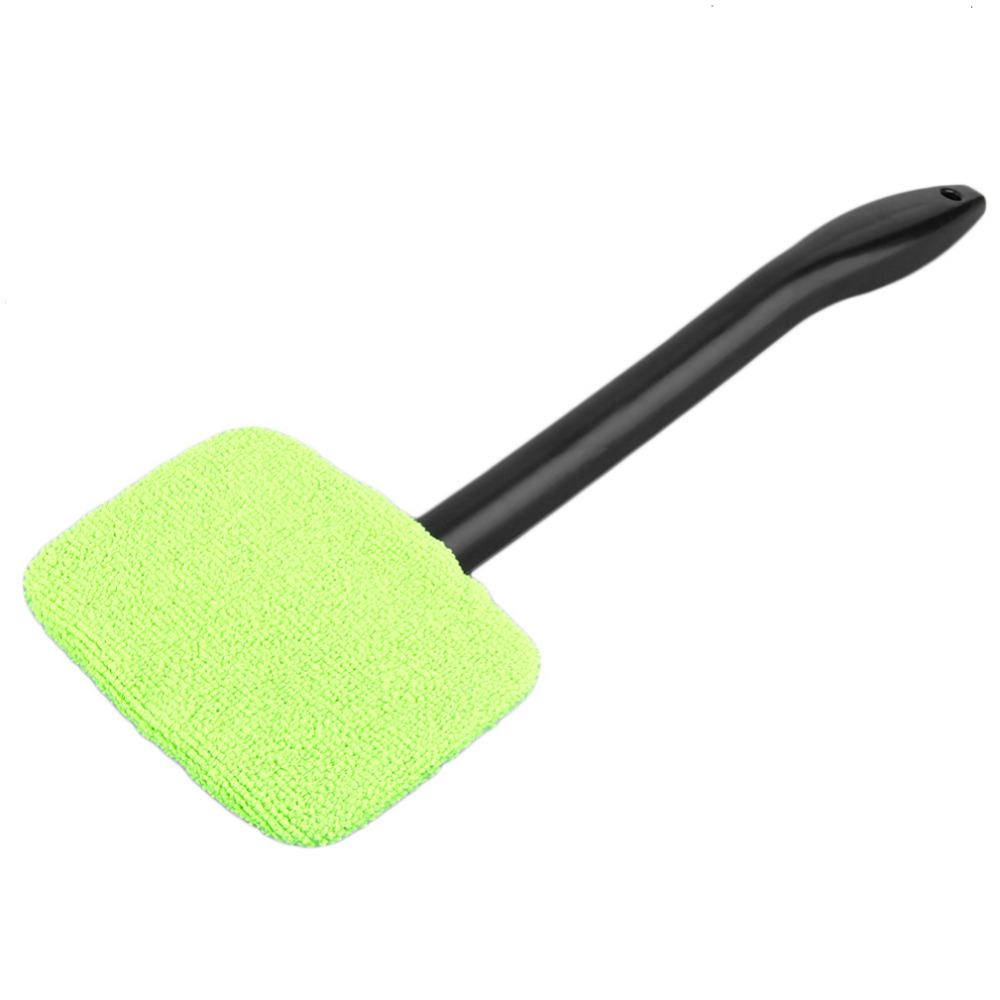 Kit de cepillo limpiador de ventanas de coche, herramienta de lavado de parabrisas Interior, limpiaparabrisas de vidrio automático con mango largo, accesorios para automóviles: Negro