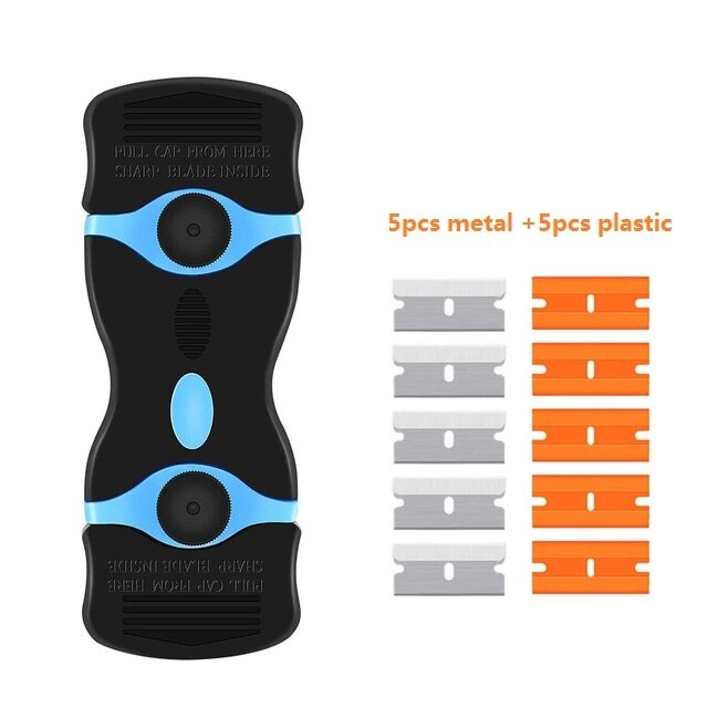 Cleaning Razor Scraper + 10pcs Blades Car Window Tint Glass Vinyl Decal Sticker Adhesive Paint Remover Cleaner Tool Squeegee: 81106B