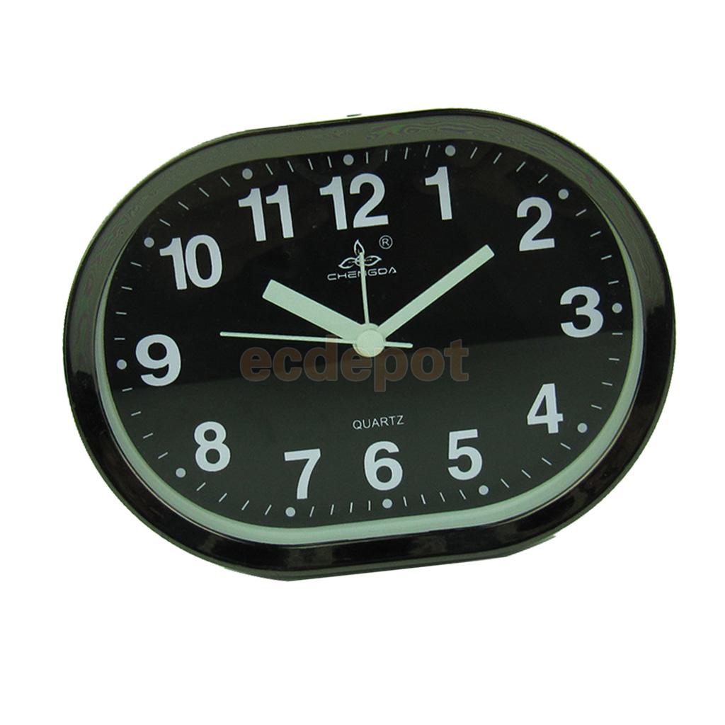Mini Round Alarm Clock Desktop Table Bedside Clocks Kids Adults Travel Clock Decor Alarm Clocks Dial Number Round: Black Oval
