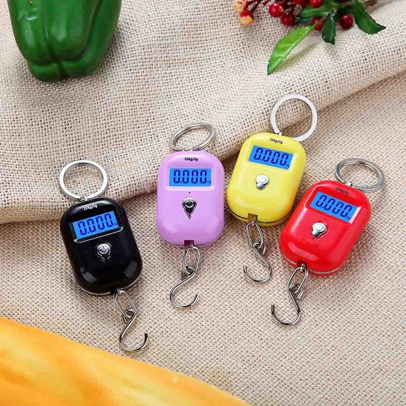 Hanging Scale Keychain Hook 25Kg 5g Travel Luggage With LCD Hanging Steelyard Household Supplies 1PC Mini Digital Scale