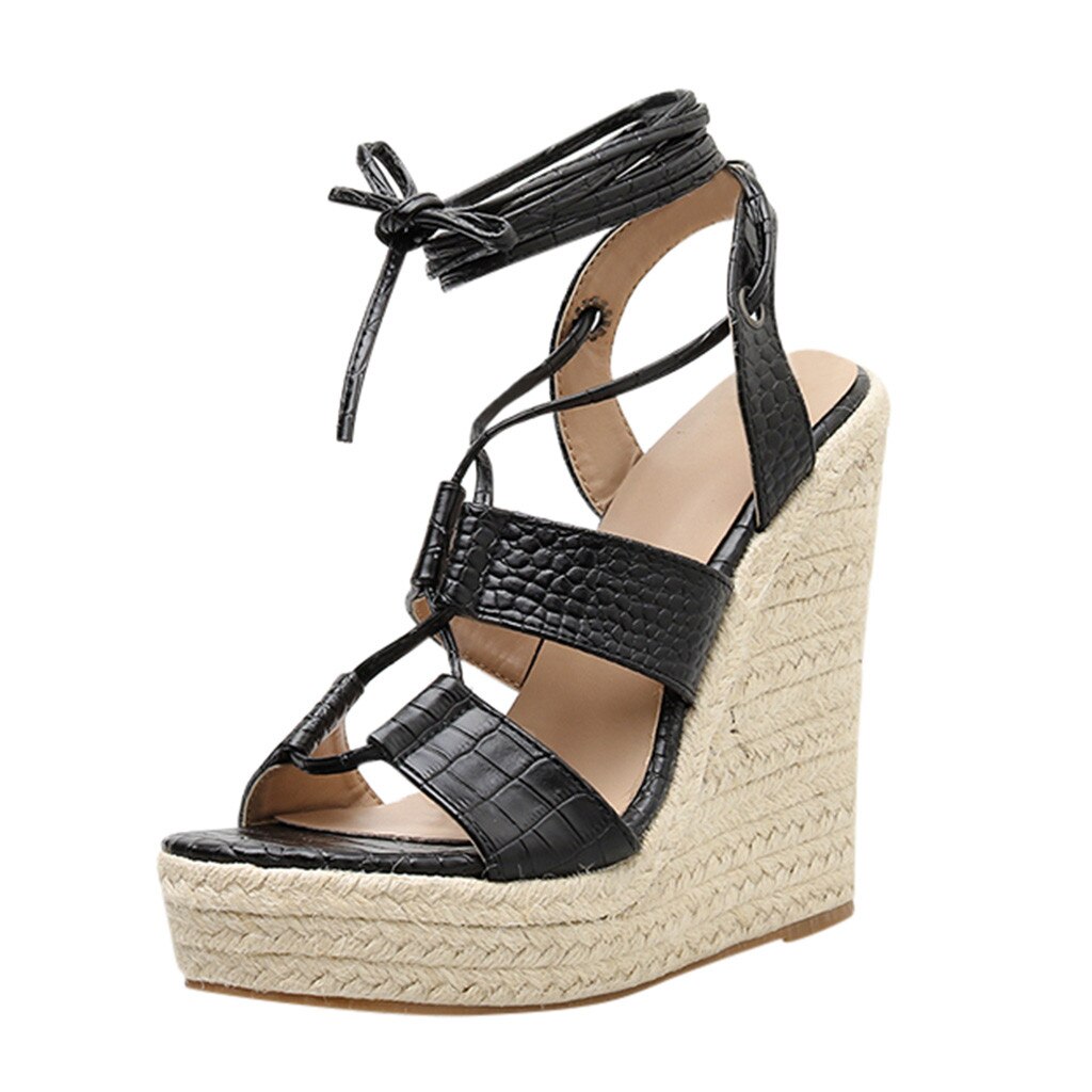 Women's Ladies Open Toe Wedges Strappy Platforms Sandals High Heel Shoes woman sandals platform high heel#G10: 7