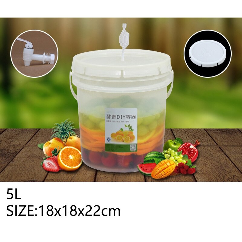 Cubo de plástico para fermentación de vino contenedor a prueba de fugas fermentador de cerveza con llave de aire y tapa: A