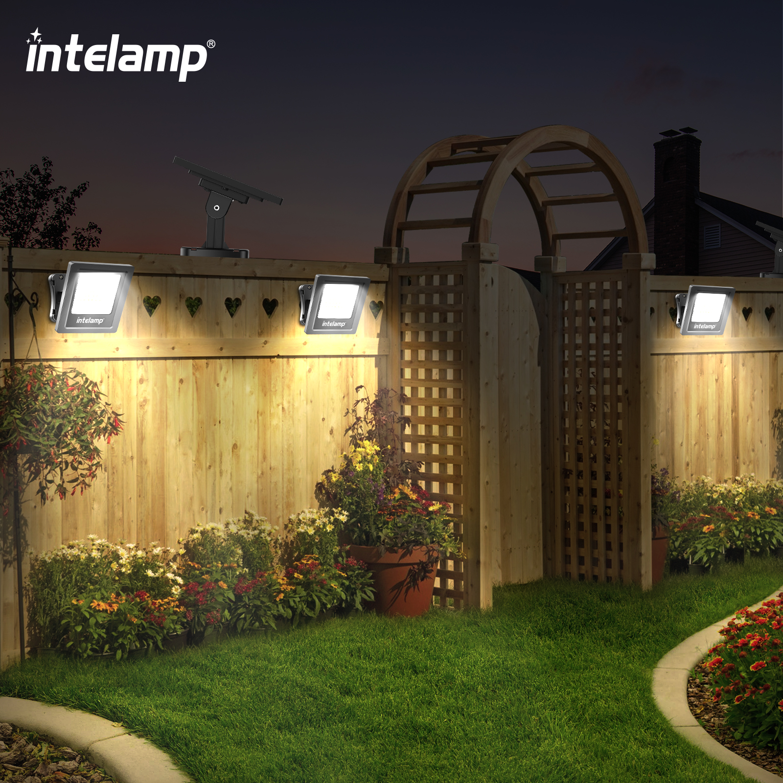 Superheldere wandlamp op zonne-energie IP65 waterdichte straatlantaarn op zonne-energie (warm) voor veel buitenscènes