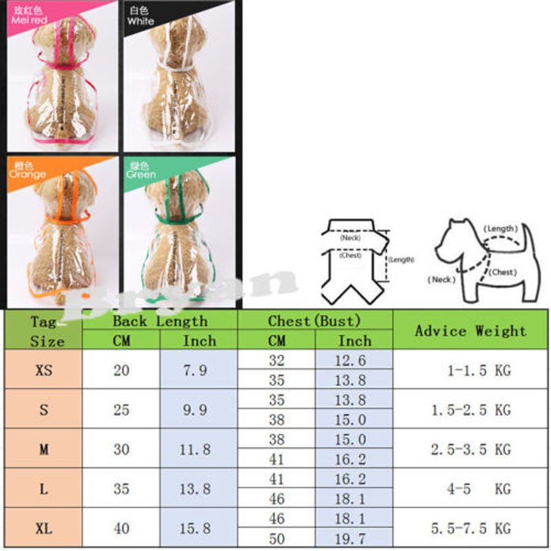 Brand Style PVC Transparent Pet Coat Jacket Dog Puppy RainCoat Small Large Waterproof Hoodie