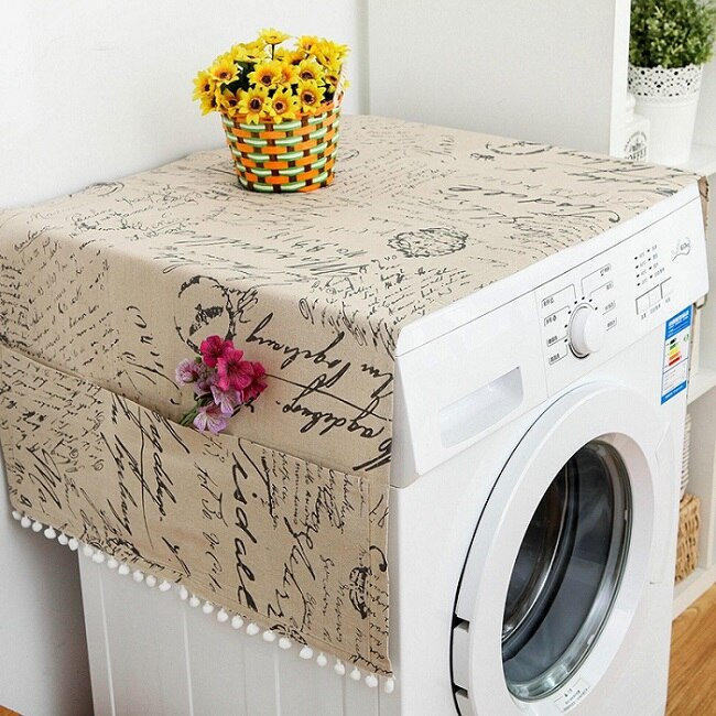 Geometric Refrigerator Cloth Single Door Refrigerator Dust Cover Pastoral Double Open Towel Washing Machine Cover Towel: 5-30x90