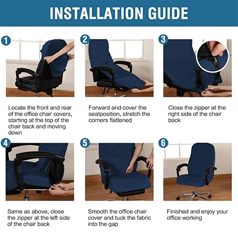 Fundas para sillas De ordenador De oficina, Protector De sillón, negro, azul, , Housse De Chaise, incluye reposabrazos, fundas para sillas De Gamer De Velet