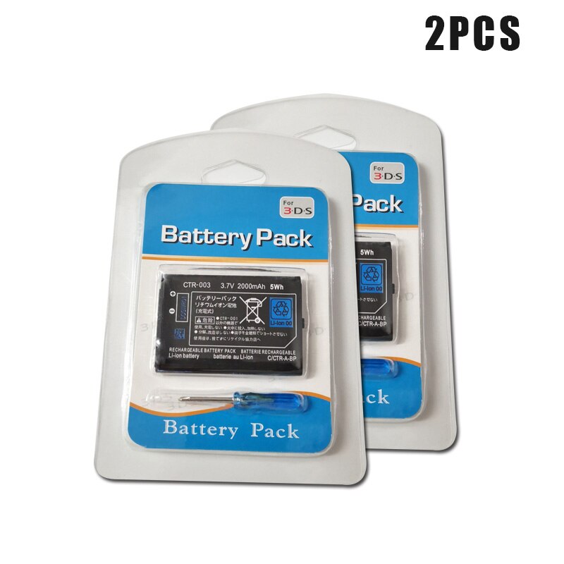 1-10PCS 3.7V 2000mAh Lithium Rechargeable Battery Pack +Screwdriver for Nintendo 3DS Game Console Replacement Batteries CTR-003: 2PCS