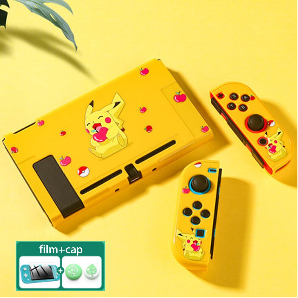 3 IN 1 Per Nintendo Interruttore NS Joy-Con Controller di Caso sveglio della copertura del PC di Protezione Della Copertura Della Cassa Borsette Set interruttore Accessori Per Console: Pikachu apple