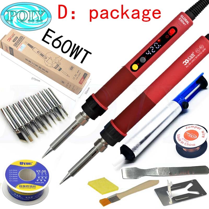 110V/220V CXG E60WT LED Digital Adjustable Electric Soldering Iron 60W Constant temperature Soldering Station E60W: CXG E60WT D / AU