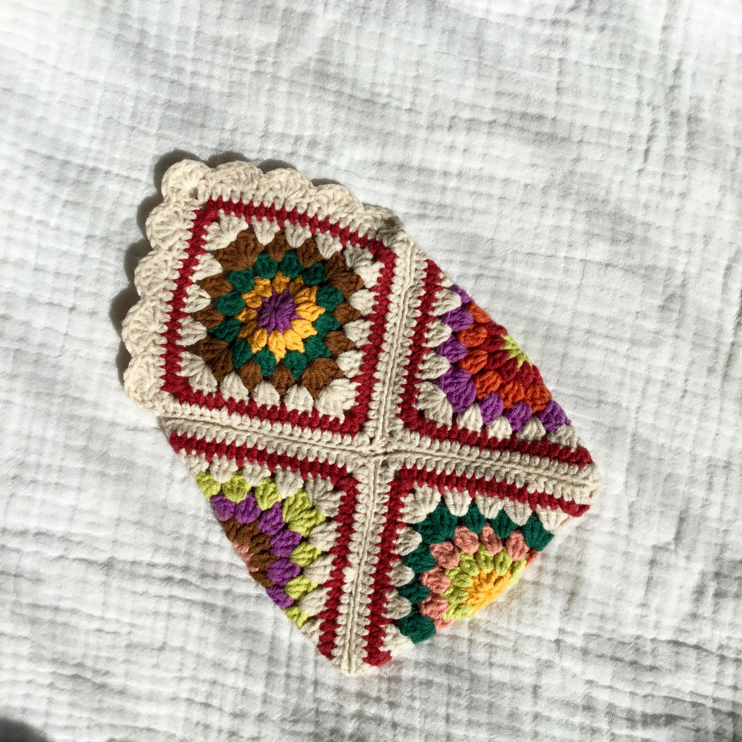 Creamy White Crochet Small Purse Knit Cute Mini Bag Wallet Pouch Colorful Makeup Bag Jewelry Bag Original Granny Square Bag