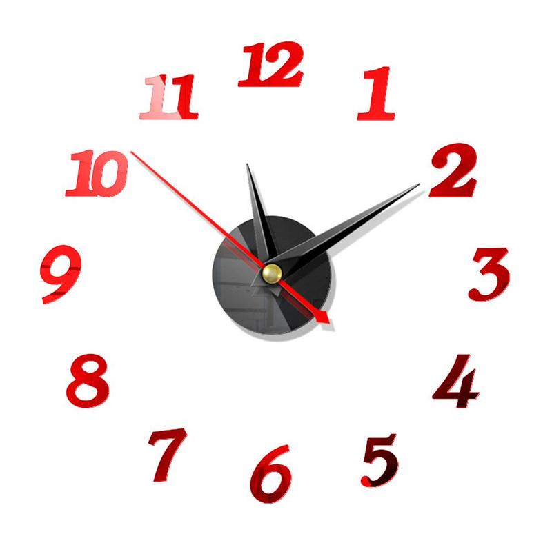 Europese stijl wandklok thuis diy 3d driedimensionale sticker klok wandspiegel acryl wand decoratieve klok digitaal  m2 e 4