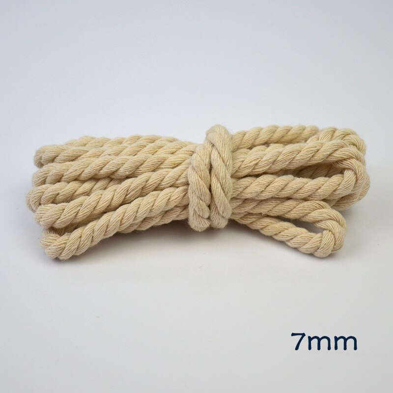 Corda bege 100% algodão de 10 m e 3 tubos, cordas grossas torcidas para artesanato têxtil, faça você mesmo, acessórios de decoração: 7mm