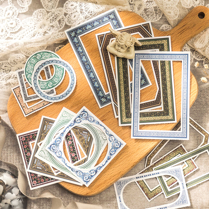 Yoofun 30 Blatt Barock-Fenster, dekoratives Material, Papier, Collage, Ränder, Hintergrundpapier, Scrapbooking, Tagebuch, Rahmen, Etikett, Planer