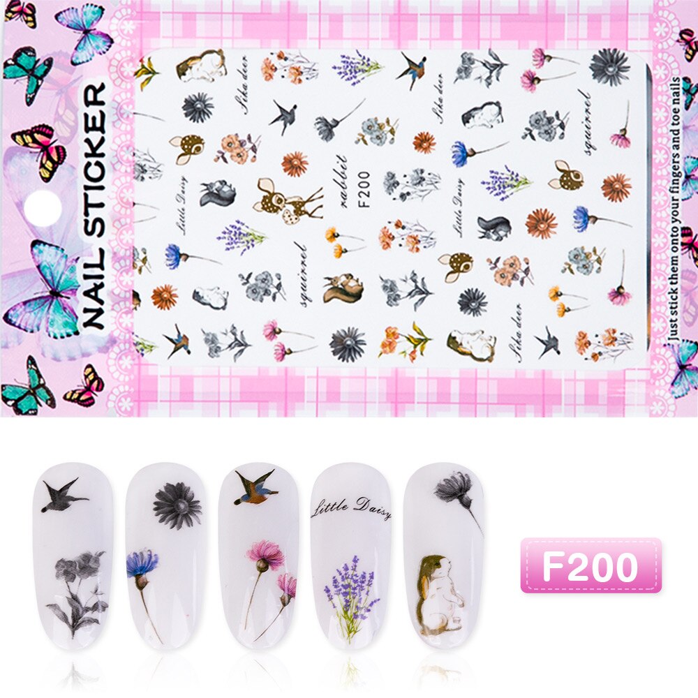 1pcs 3D Bloeiende Bloem Nail Stickers Zelfklevende Nail Art Stickers Bloem Leaf Nail Sticker en Sticker Nail Art Tips DIY Decoratie