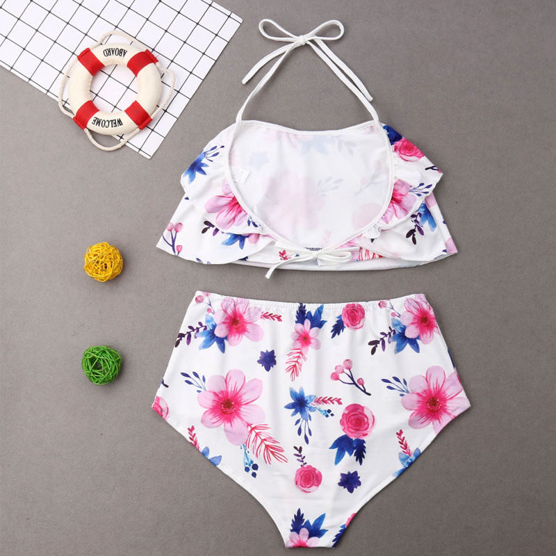 Familie bijpassende badmode moeder dochter dames kinderen bloemenprint badpak baby meisjes badpakken halter bikini set