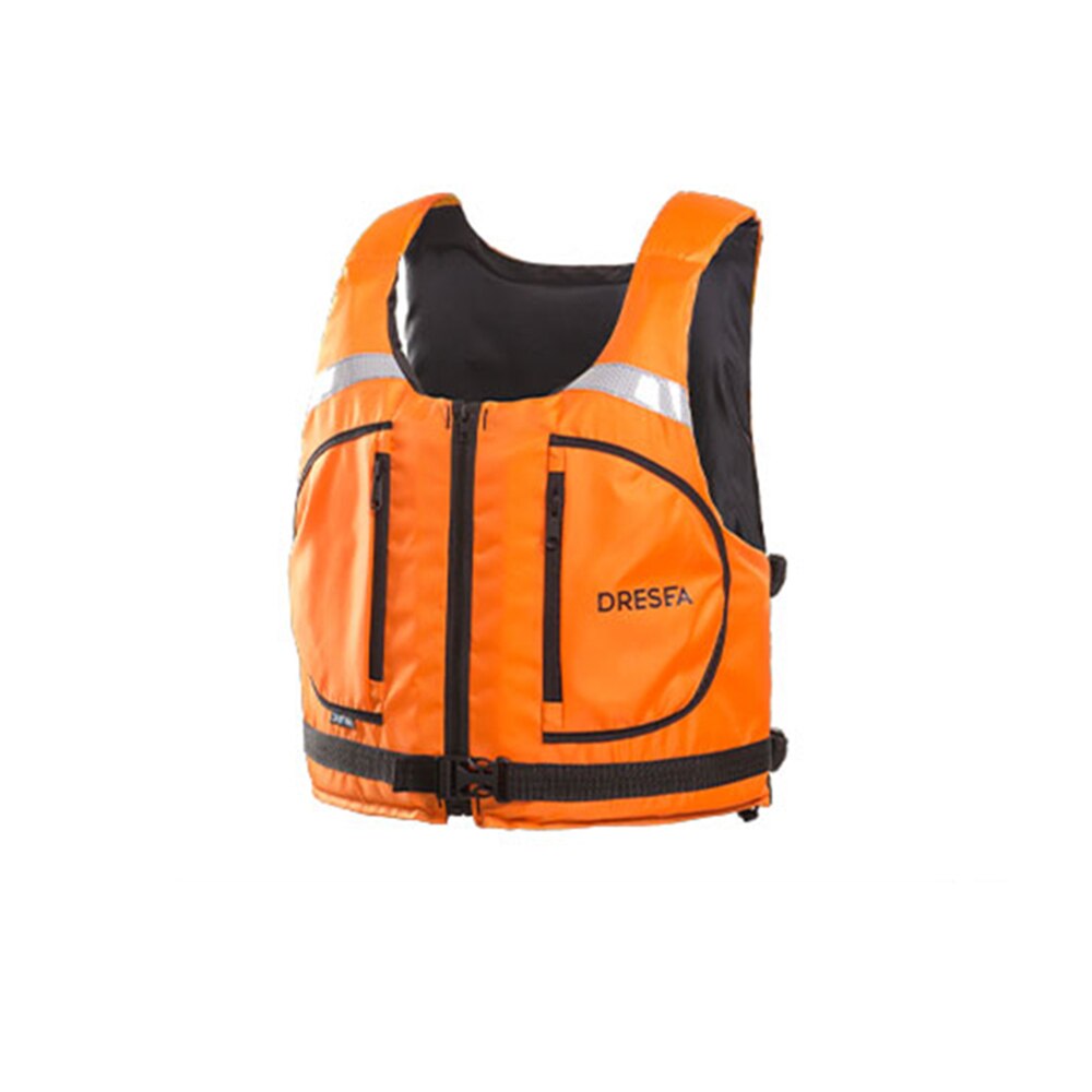 Life vest large buoyancy fire rescue life jacket swimming portable marine fishing Kayaking Boating vest adult: Orange / L 75-100KG