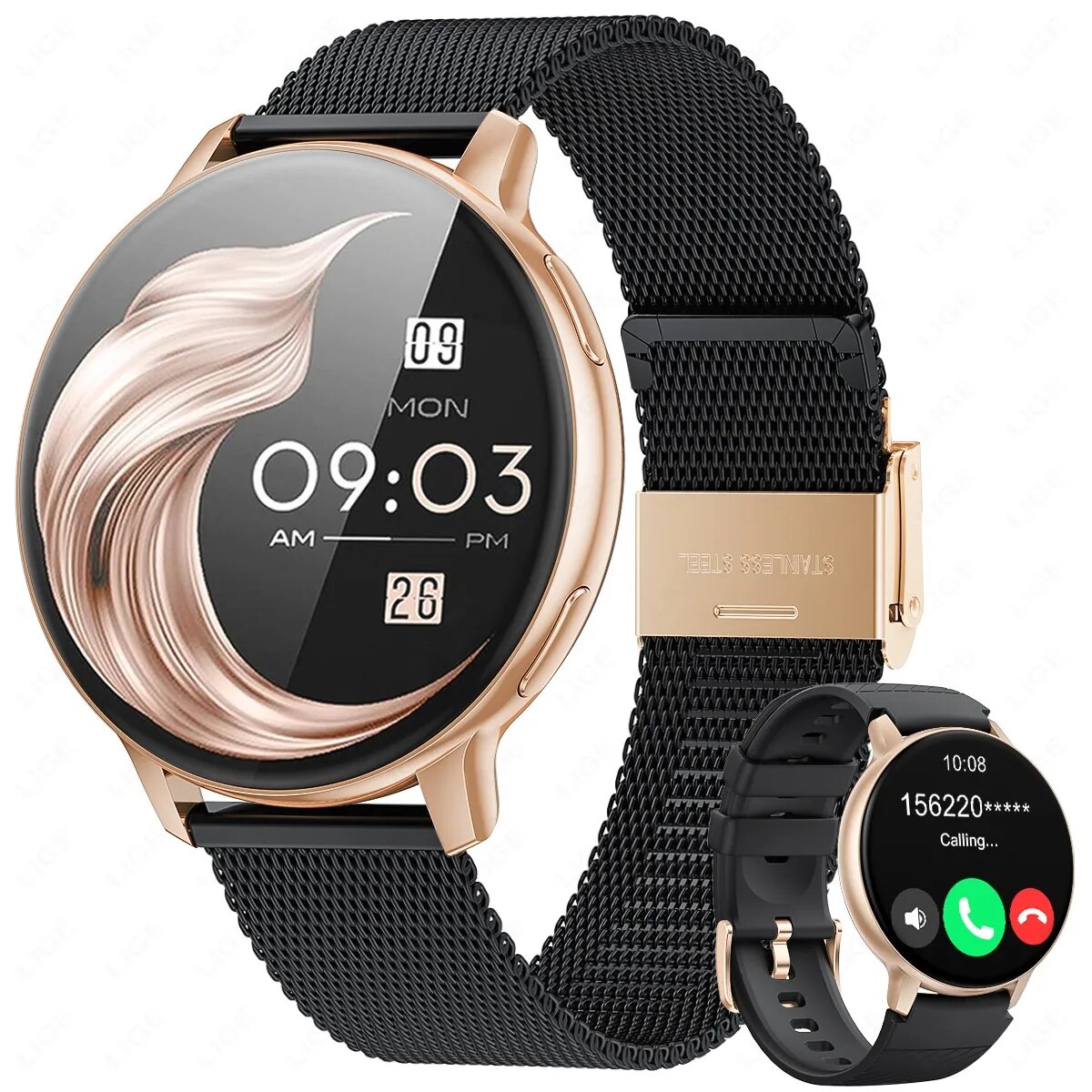 LIGE-Reloj inteligente para hombre y Mujer, accesorio de pulsera resistente al agua con llamadas, Bluetooth, seguimiento de actividad deportiva, oxígeno en sangre y salud: Marfíl